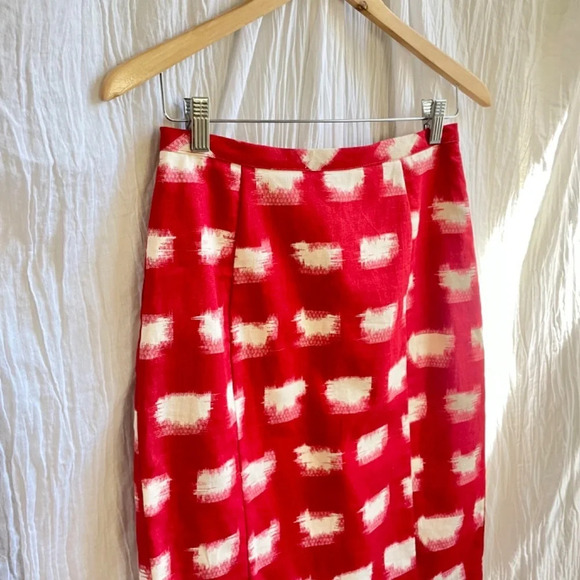 Corey Lynn Calter Anthropologie Red & Ivory Jacquard Pencil Skirt, 4 - Picture 3 of 12
